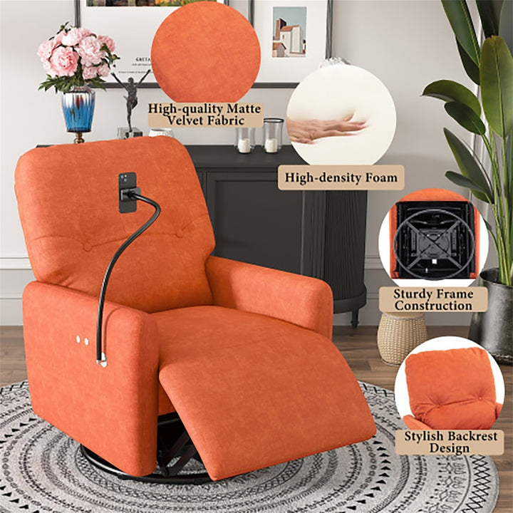 Hommoo 270 Degree Swivel Power Lift Recliner Chair,Recliner Chair Clearance wite a Phone Holder, for Living Room, Orange Image 4