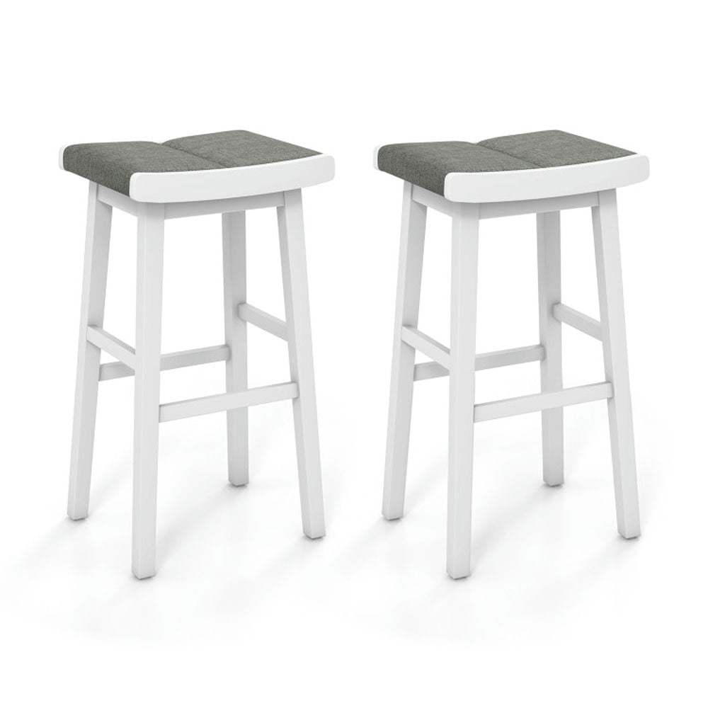 Hommoo 2 Pieces 26/31.5 Inch Upholstered Saddle Barstools with Padded Cushions-31.5 inches Image 1