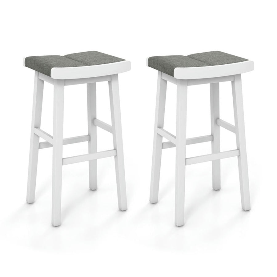 Hommoo 2 Pieces 26/31.5 Inch Upholstered Saddle Barstools with Padded Cushions-31.5 inches Image 1