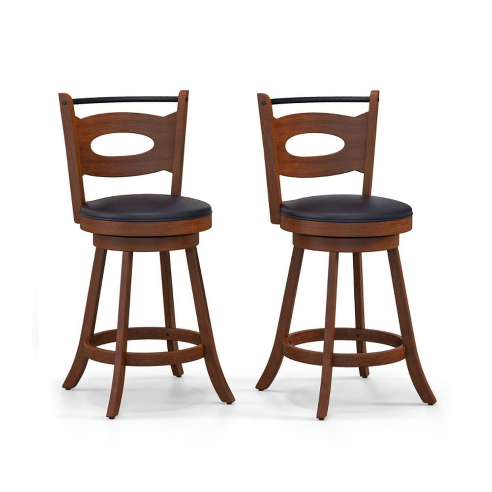 Hommoo 2 Pieces 24/29 inch Swivel Bar Stools with Curved Backrest and Seat Cushions-24 inches, Bar Height Stools, Bar Image 5