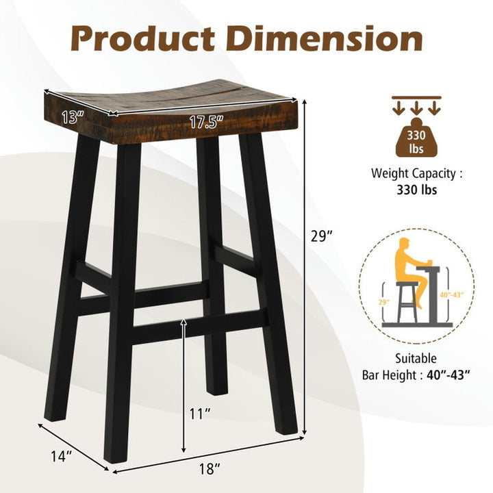 Hommoo 29 Inch Solid Wood Saddle-Seat with Curved Seat Surface and Comfortable Footrests-29 inches, Bar Stools for Image 3