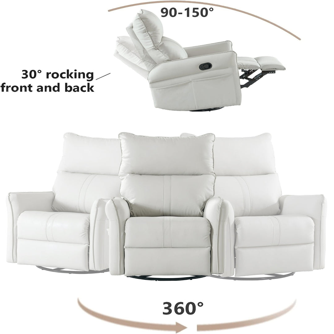 Hommoo Rocking Recliner Chair, 360 Degree Swivel Nursery Rocking Chair, Home Theater Seating with USB Charging Ports, Image 6