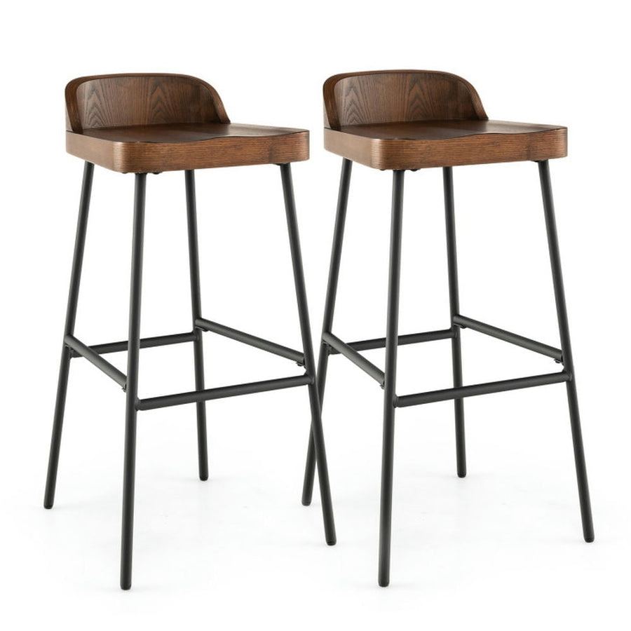 Hommoo Set of 1/2 29 Inch Industrial Bar Stools with Low Back and Footrests-Set of 2, Bar Height Stools, Bar Stools for Image 1