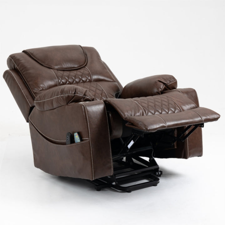 Hommoo Massage Recliner Chair, Fabric Recliner Sofa Home Theater Seating with Lumbar Support, for Living Room, Coffee Image 3