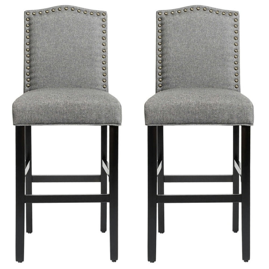 Hommoo Set of 2 Counter Height Dining Side Barstools with Thick Cushion-Gray, Bar Height Stools, Bar Stools for Kitchen Image 1