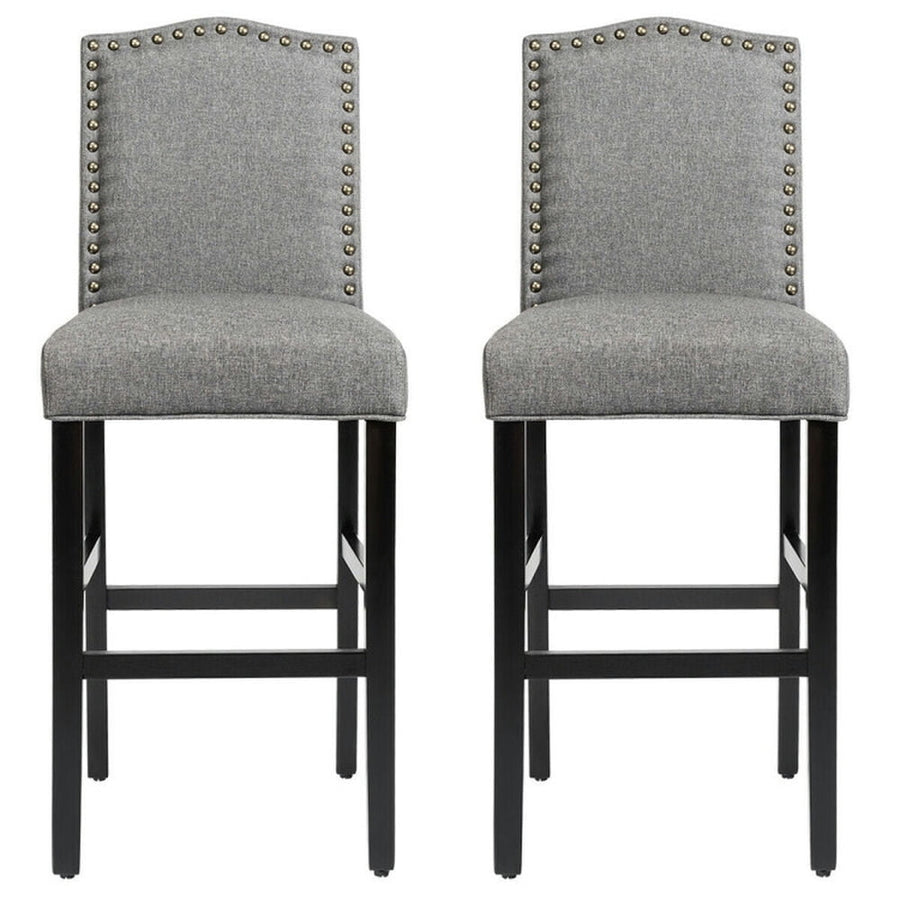 Hommoo Set of 2 Counter Height Dining Side Barstools with Thick Cushion-Gray, Bar Height Stools, Bar Stools for Kitchen Image 1