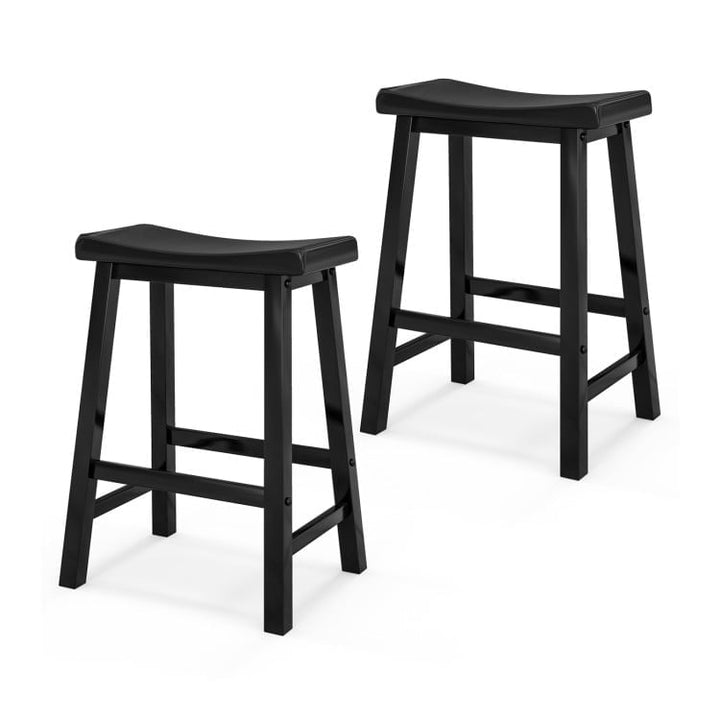 Hommoo Set of 2 24 Inch Counter Height Stools with Solid Wood Legs-Black, Bar Height Stools, Bar Stools for Kitchen Image 1