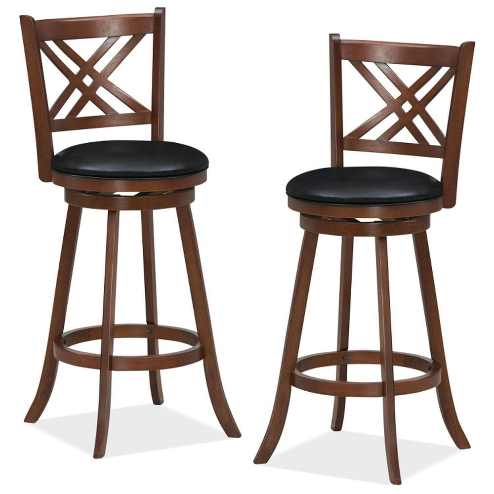 Hommoo 360 Swivel Upholstered Barstools Set of 2 with Back and Footrest-29 inches, Bar Height Stools, Bar Stools for Image 5