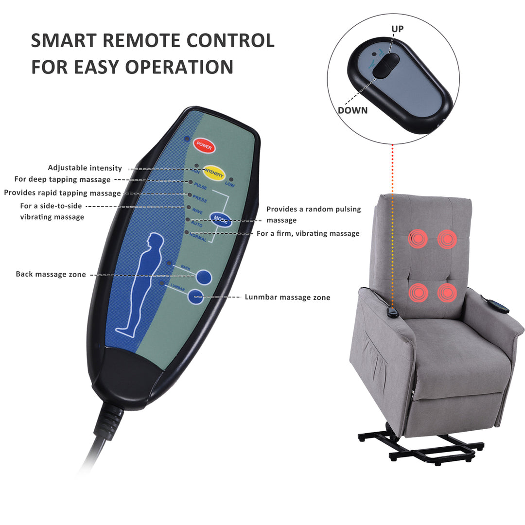 Hommoo Electric Power Lift Chairs Recliner with Heat and Massage, Power Lift Chair for Elderly with Adjustable Massage Image 7