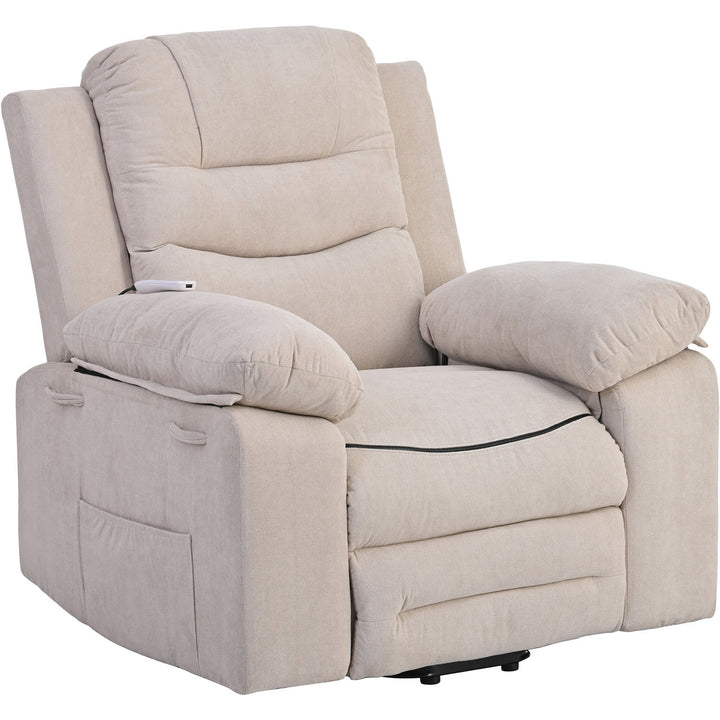 Hommoo Massage Recliner, Power Lift Chair for Elderly with Adjustable Massage and Heating Function, Beige Image 3