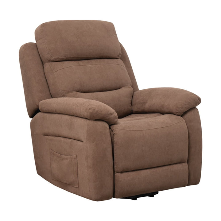 Hommoo Recliner Chair, Reclining Chair,Lounge Chair,Power Lift Recliner Sofa with Side Pocket and Remote Control-Brown Image 1