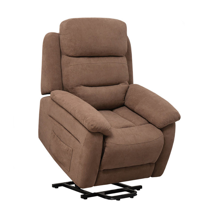 Hommoo Recliner Chair, Reclining Chair,Lounge Chair,Power Lift Recliner Sofa with Side Pocket and Remote Control-Brown Image 5