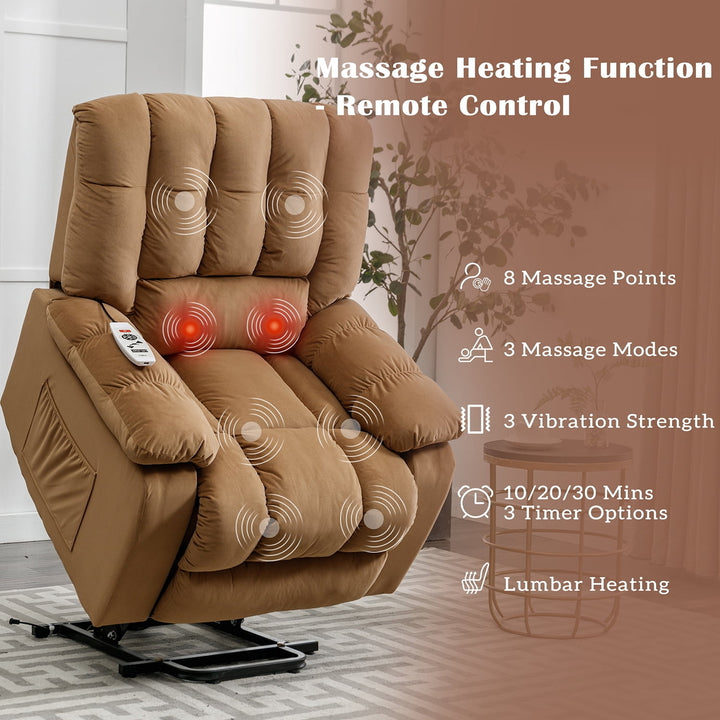 Hommoo Massage Recliner Chair, Electric Power Lift Recliner Chairs with Heat, Vibration, Side Pocket for Living Room, Image 5