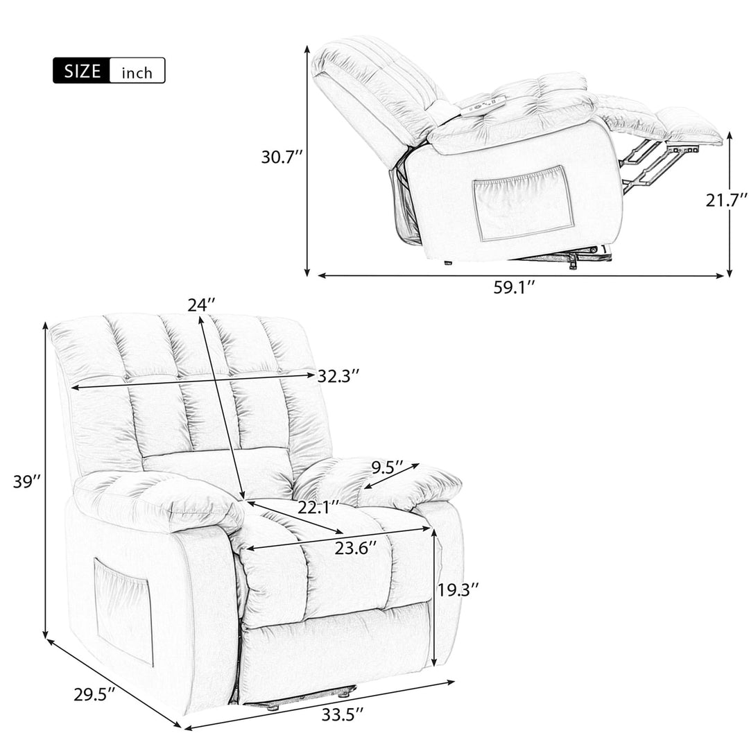 Hommoo Massage Recliner Chair, Electric Power Lift Recliner Chairs with Heat, Vibration, Side Pocket for Living Room, Image 6