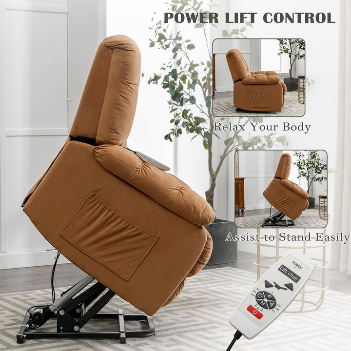 Hommoo Massage Recliner Chair, Electric Power Lift Recliner Chairs with Heat, Vibration, Side Pocket for Living Room, Image 7