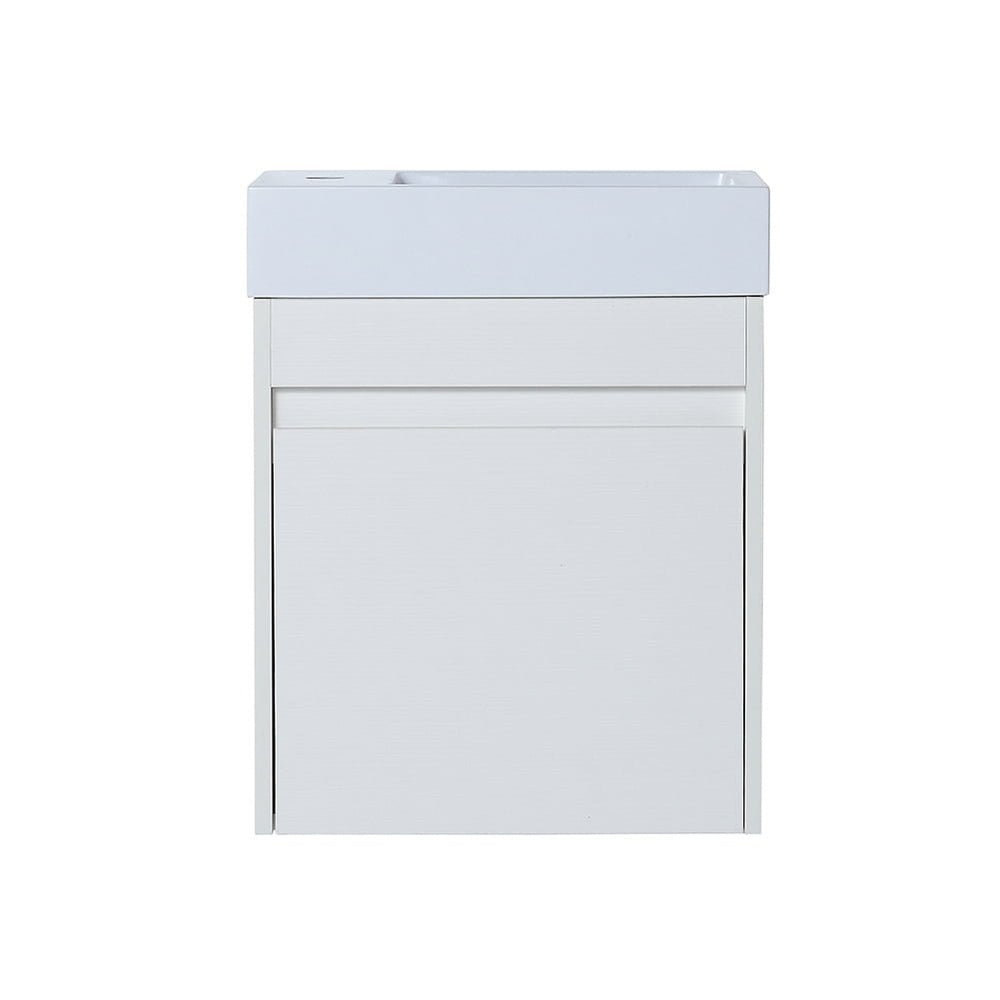 Hommoo Bathroom Vanity Set, Wall Mounted Cabinet with Top for Bathroom, 18x10 in, White Straight Grain Image 2