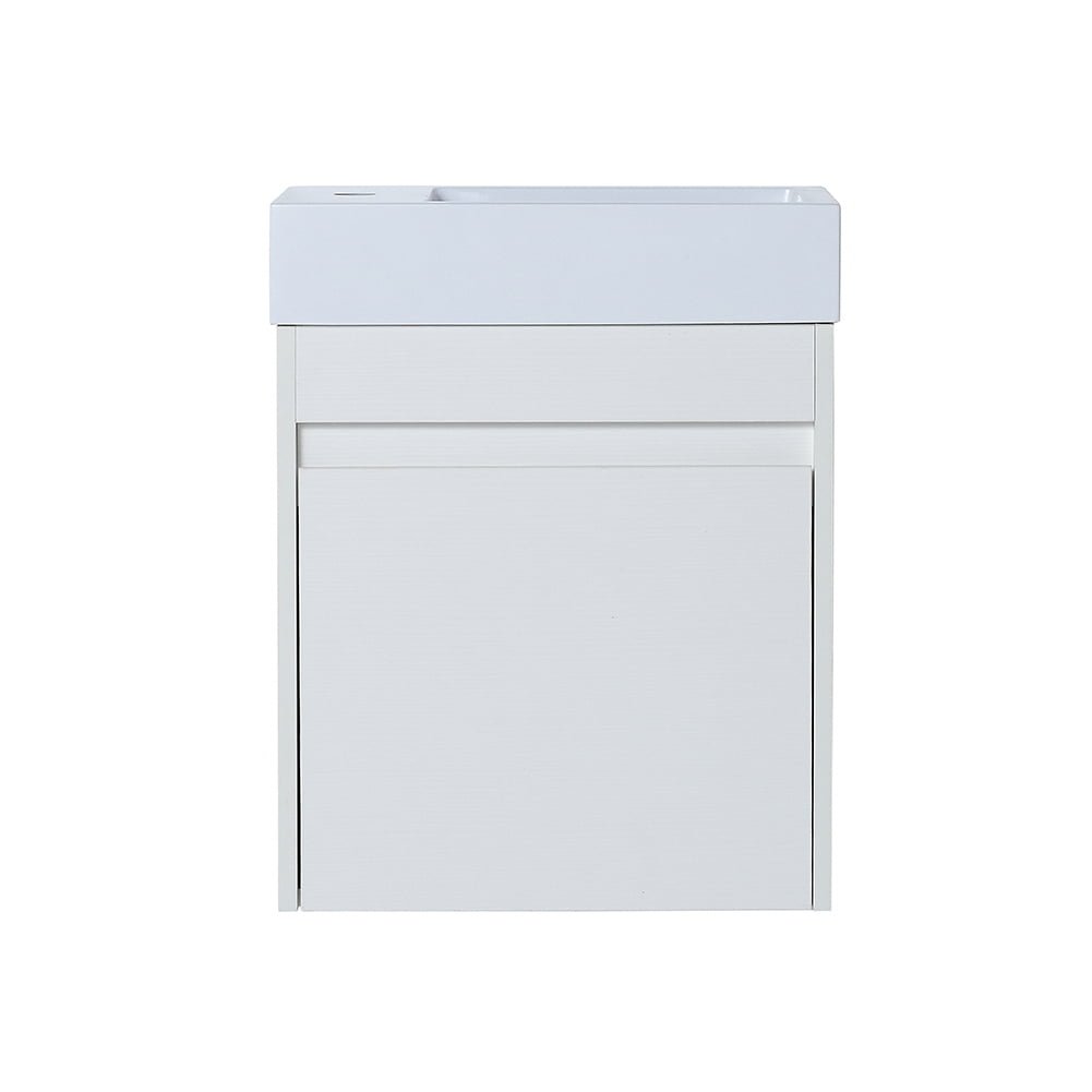 Hommoo Bathroom Vanity Set, Wall Mounted Cabinet with Top for Bathroom, 18x10 in, White Straight Grain Image 2