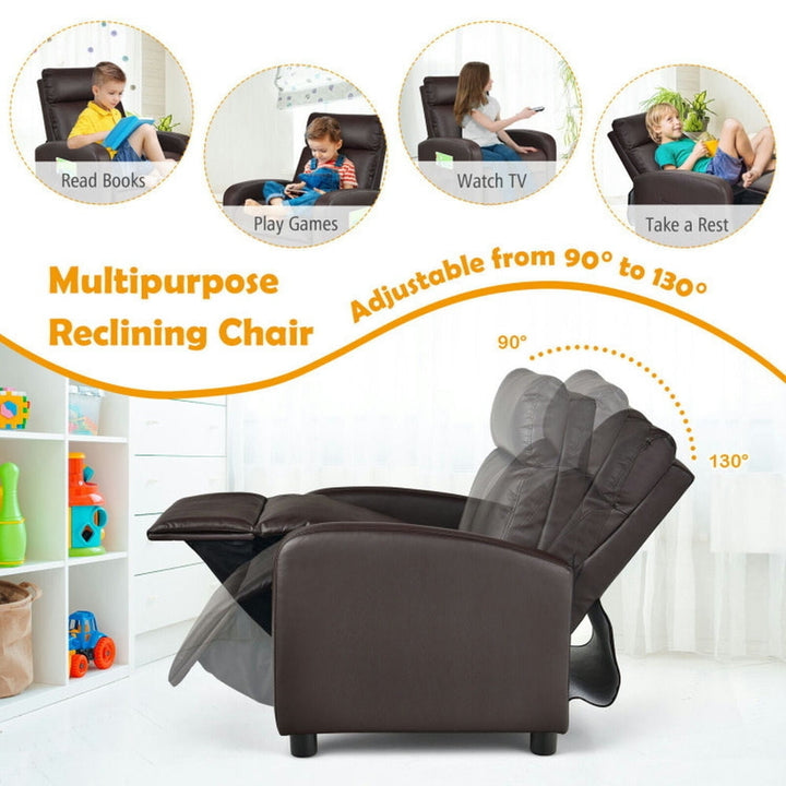 Hommoo Ergonomic PU Leather Kids Recliner Lounge Sofa for 3-12 Age Group-Brown, Kids Chairs for Kids Image 5