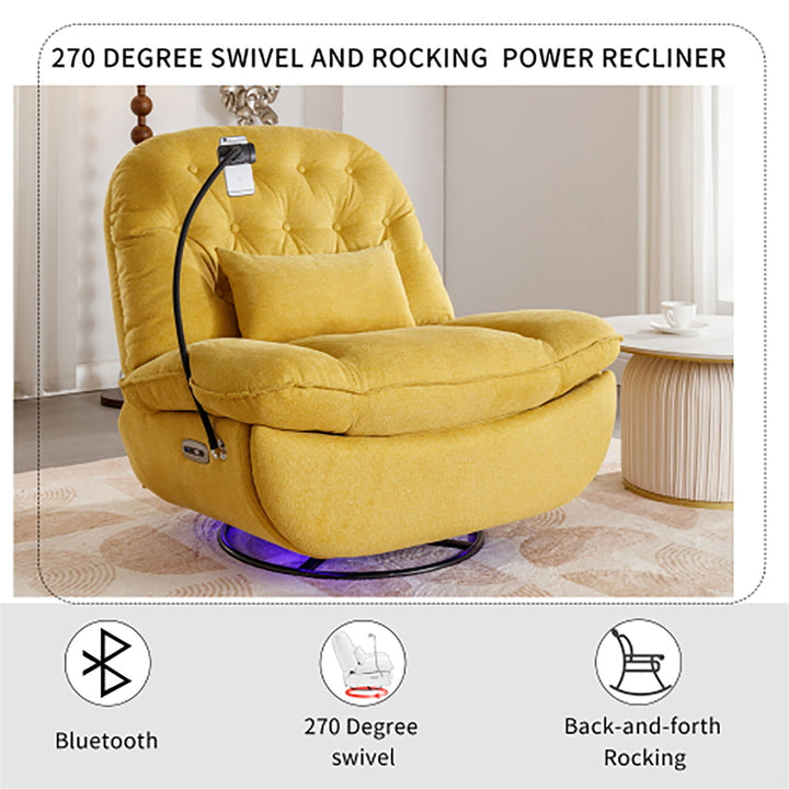 Hommoo Power Recliner Chair with Voice Control, Bluetooth Music Player, USB Ports, Massage Recliner for Living Room, Image 5