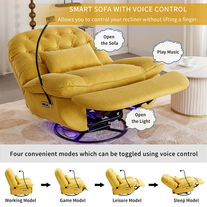 Hommoo Power Recliner Chair with Voice Control, Bluetooth Music Player, USB Ports, Massage Recliner for Living Room, Image 6