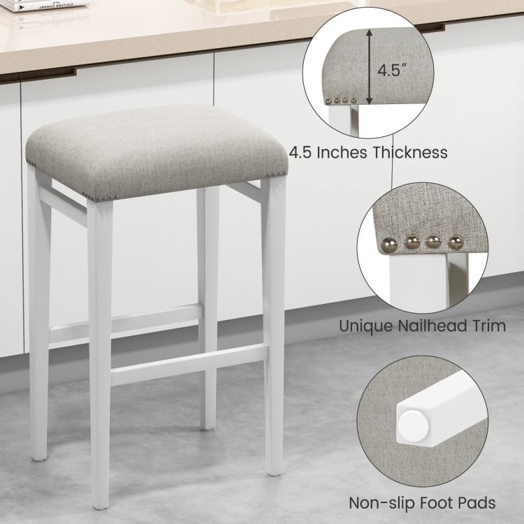 Hommoo 2 Pieces Backless Barstools with Padded Seat Cushions-29.5 inches Image 2