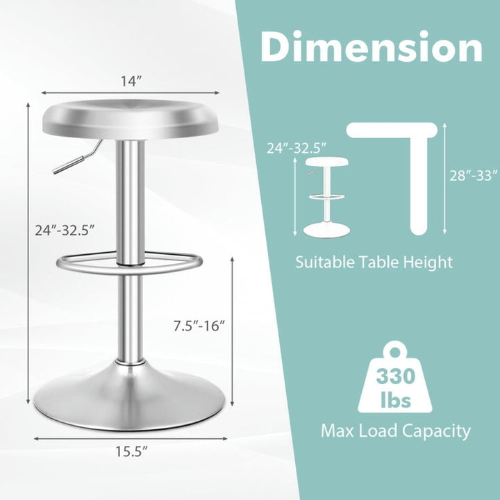 Hommoo Modern Swivel Adjustable Height Bar Stool with Footrest-2 Pieces, Bar Height Stools, Bar Stools for Kitchen Image 3