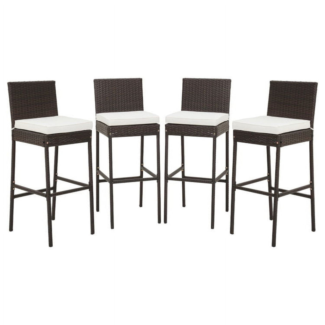 Hommoo 4 Pieces Patio Wicker Barstools with Seat Cushion and Footrest-Set of 4 for Balcany, Poolside Image 1