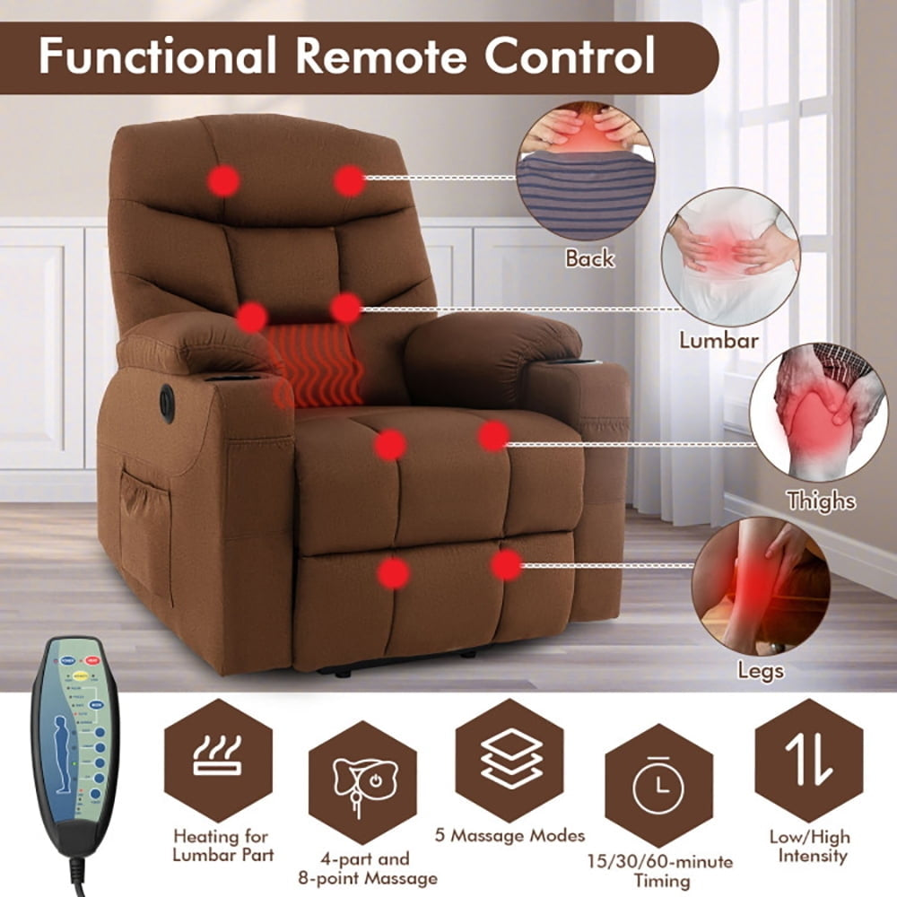 Hommoo Electric Power Lift Recliner Chair with Adjustable Backrest and Footrest-Brown, Single Sofa, Home Theater Seating Image 2