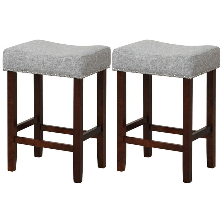 Hommoo Set of 2 25 Inch Bar Stool with Curved Seat Cushions-Gray, Bar Height Stools, Bar Stools for Kitchen Island for Image 1