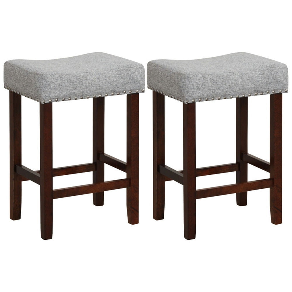 Hommoo Set of 2 25 Inch Bar Stool with Curved Seat Cushions-Gray, Bar Height Stools, Bar Stools for Kitchen Island for Image 2