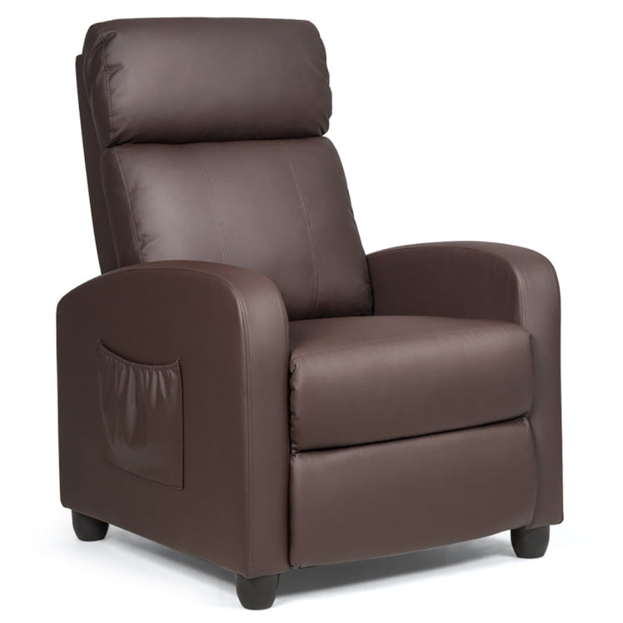 Hommoo Recliner Chair, Reclining Chair,Lounge Chair,Recliner Sofa Wingback Chair with Massage Function-Brown Image 1