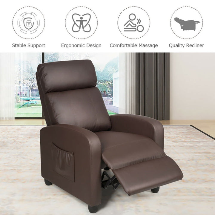 Hommoo Recliner Chair, Reclining Chair,Lounge Chair,Recliner Sofa Wingback Chair with Massage Function-Brown Image 5