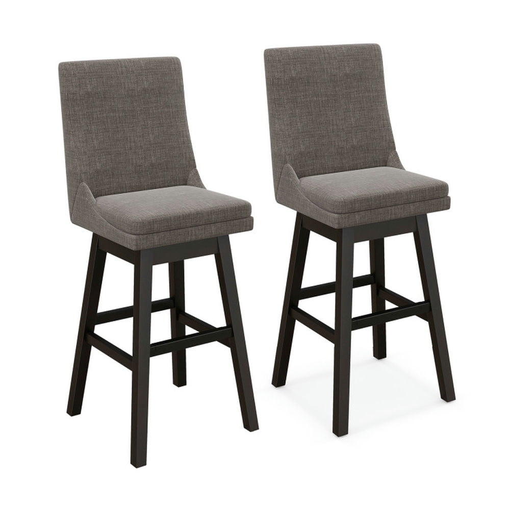 Hommoo Set of 2 360 Swivel Bar Stool with Rubber Wood Legs Footrest, Bar Height Stools, Bar Stools for Kitchen Image 1