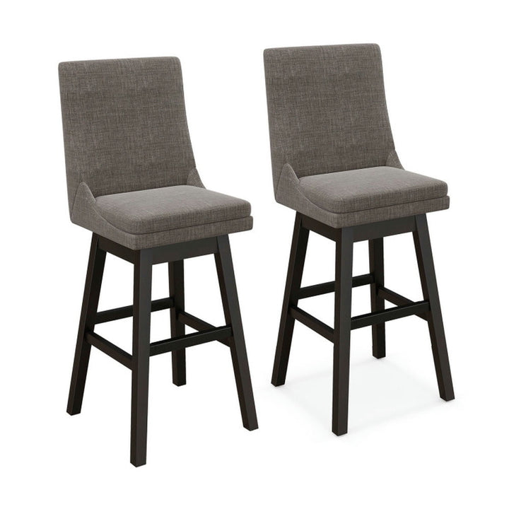 Hommoo Set of 2 360 Swivel Bar Stool with Rubber Wood Legs Footrest, Bar Height Stools, Bar Stools for Kitchen Image 1