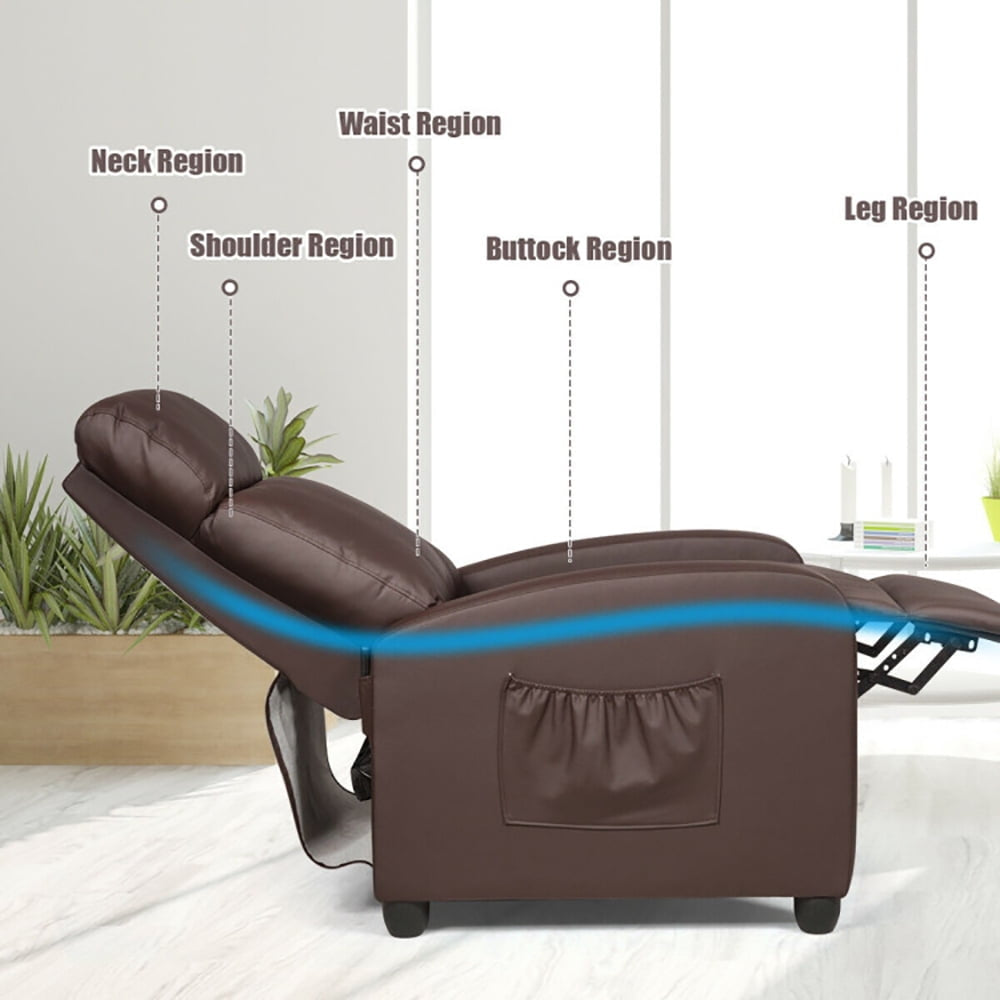 Hommoo Recliner Chair, Reclining Chair,Lounge Chair,Recliner Sofa Wingback Chair with Massage Function-Brown Image 6