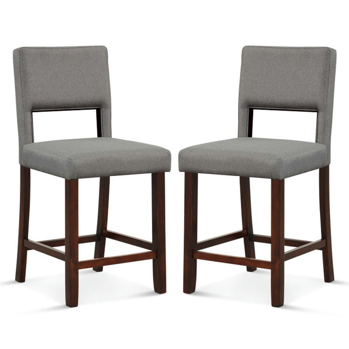 Hommoo 2 Piece Bar Chair Set with Hollowed Back and Rubber Wood Legs-Gray, Bar Height Stools, Bar Stools for Kitchen Image 1