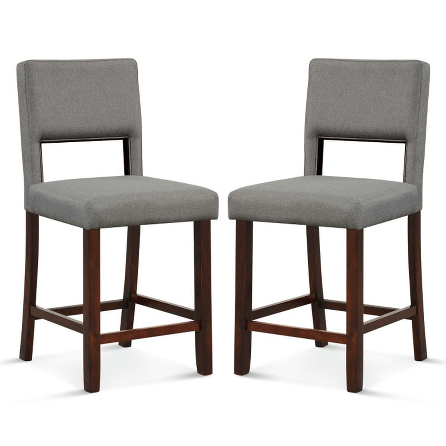 Hommoo 2 Piece Bar Chair Set with Hollowed Back and Rubber Wood Legs-Gray, Bar Height Stools, Bar Stools for Kitchen Image 1