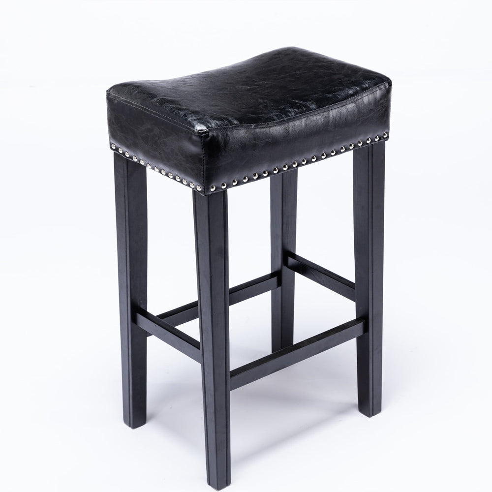 Hommoo 29" Backless Tufted PU Counter Stools, 2 Pieces Bar Stools for Dining Room, Black Image 2