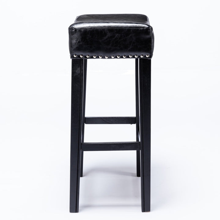 Hommoo 29" Backless Tufted PU Counter Stools, 2 Pieces Bar Stools for Dining Room, Black Image 6