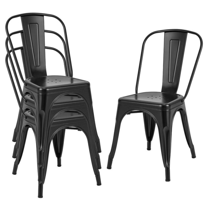 Hommoo Dining Chairs, Kitchen Chairs Trattoria Chairs,4 Pcs Modern Bar Stools with Removable Back and Rubber Feet-Black Image 5