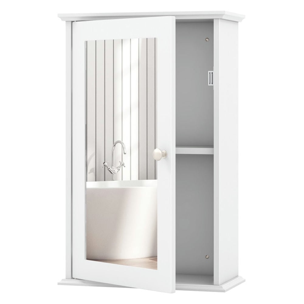 Hommoo Bathroom Wall Cabinet with Single Mirror Door, Wall Cabinet for Bathroom Laundry Room Kitchen Image 1