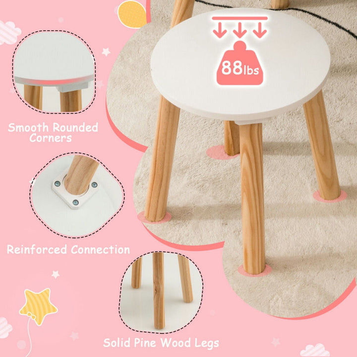 Hommoo Kid Vanity Table Chair Set with Mirror and 2 Large Storage Drawers-White, Kids Makeup Vanity for Girls Kids Image 2