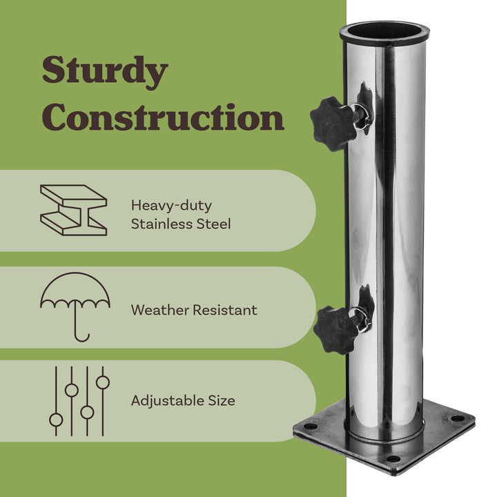 Deck Umbrella Base - Adjustable Inground Umbrella Stand for 1.25-2.2in Diameter Pole - Flagpole Holder or Patio Umbrella Image 3