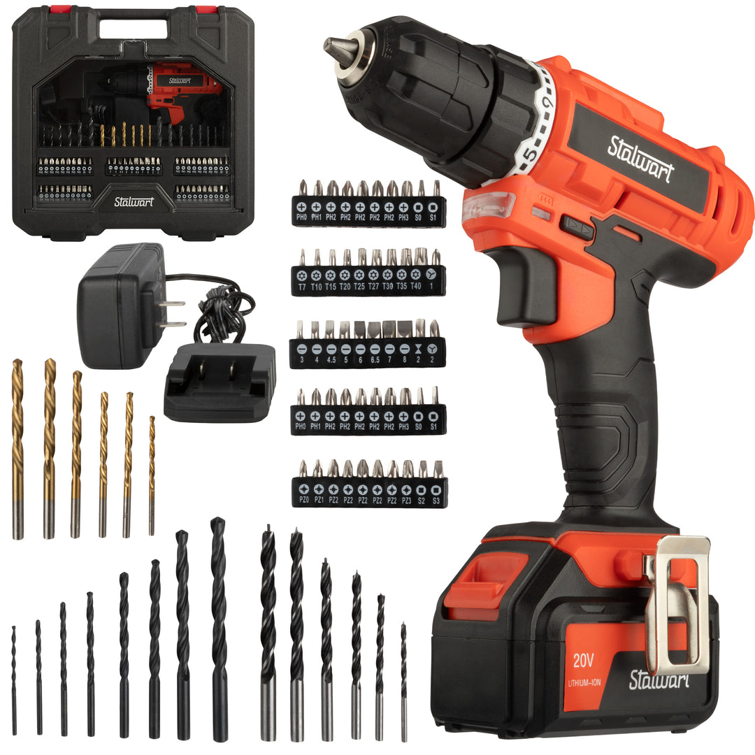 71-Piece Drill Set - 20V Cordless Drill with 21+1 Torque and Accessory Kit with Rechargeable Battery, LED Light, and Image 1