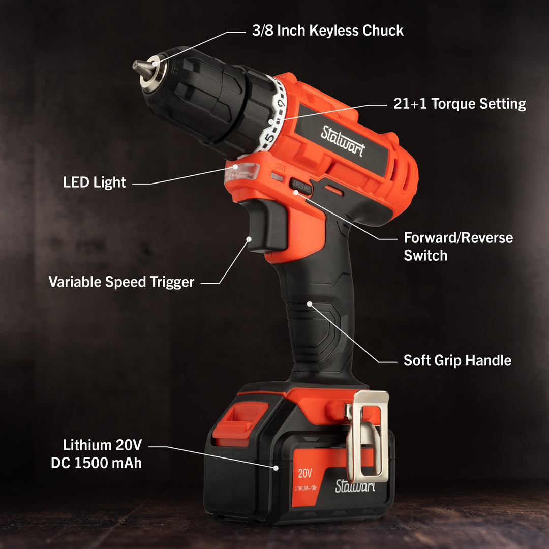 71-Piece Drill Set - 20V Cordless Drill with 21+1 Torque and Accessory Kit with Rechargeable Battery, LED Light, and Image 3