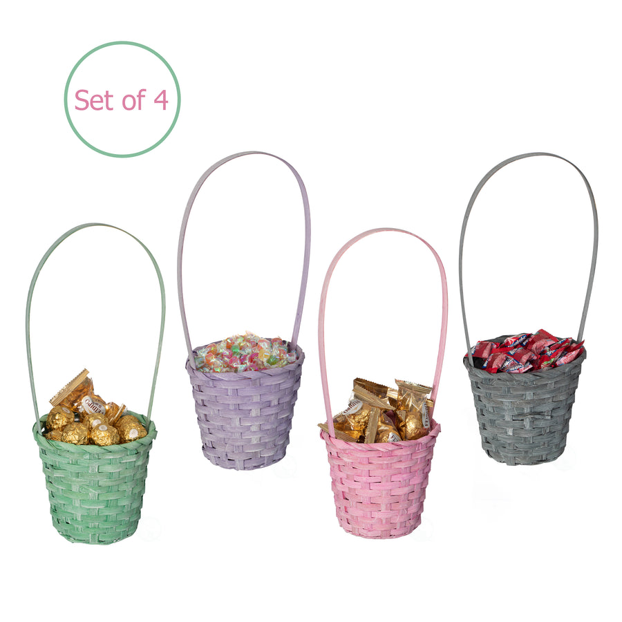 Wickerwise Set of 4 Decorative Baskets in Assorted Colors - Perfect for Easter Egg Hunts, Trick or Treat, Flower Girl Image 1