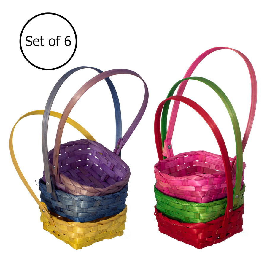 Wickerwise Set of 6 Decorative Baskets in Assorted Colors - Perfect for Easter Egg Hunts, Trick or Treat, Flower Girl Image 1