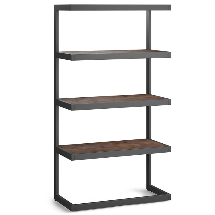 Erina Bookcase Acacia Wood 4 Shelves Black Frame 66 Inch Modern Industrial Image 3