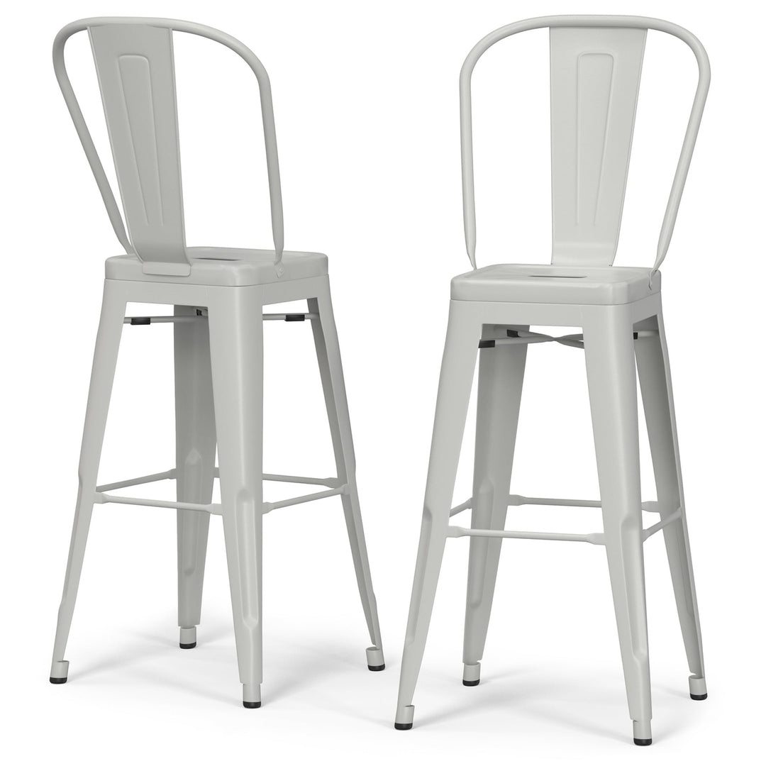 Fletcher Metal Counter Stool Set of 2 24 Inch Industrial Style White Finish Image 1