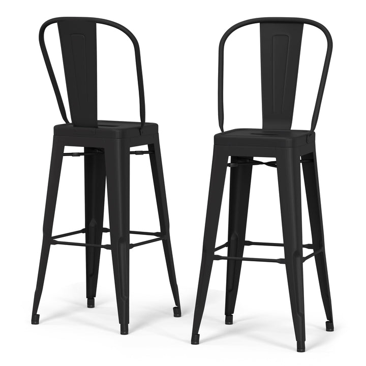 Fletcher Metal Counter Stool Set of 2 24 Inch Industrial Style White Finish Image 2